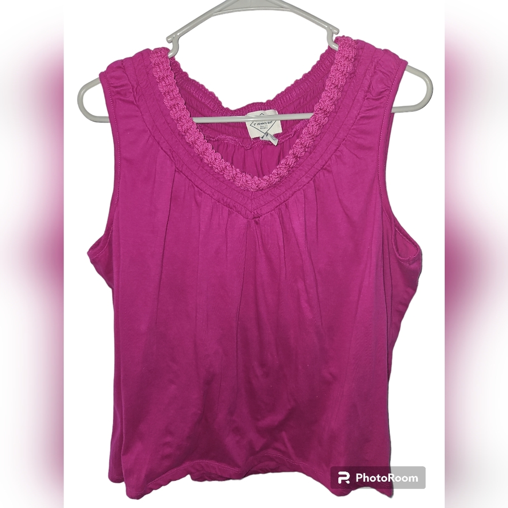 St Johns Bay Sleeveless Top PXL Pink Cotton Blend Stretch